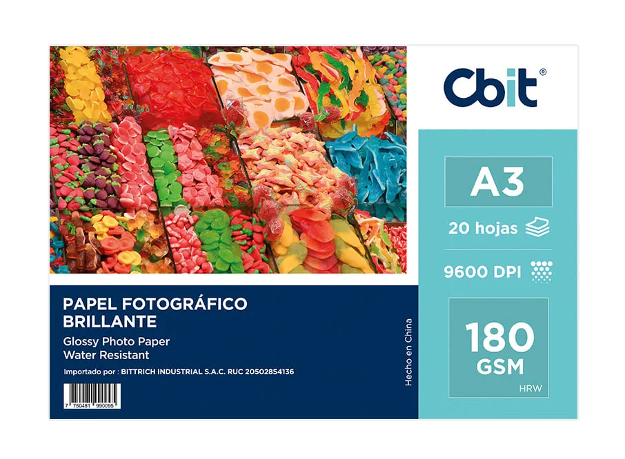 PAQ. 20H. 180GSM PAPEL FOTO A3 GLOSSY