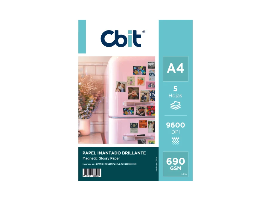PAQ. 5H. 690GSM PAPEL FOTO IMANTADO A4 BRILLANTE